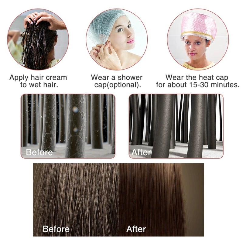 هايلي كير مجفف شعر Thermal Treatment Hair Cap Heating Steamer Nourishing Care Accessories Bonnets for Women Hair Dryer Home Spa Salon Styling - Image 4