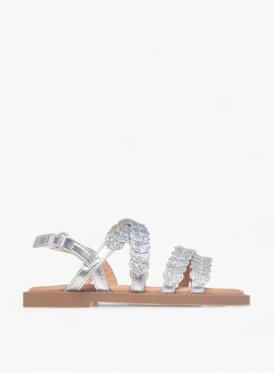 JUNIORS Girls Glitter Detail Sandals With Hook And Loop Closure