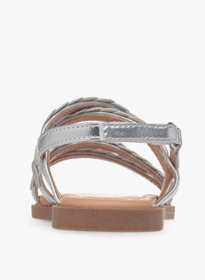 JUNIORS Girls Glitter Detail Sandals With Hook And Loop Closure