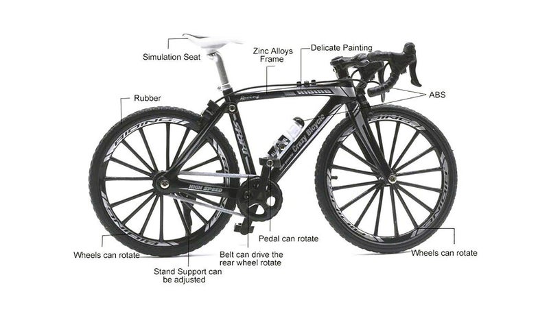 Magicwand® Die-Cast Zinc Alloy 1:10 Scale【Toy-Miniature】 Racing Toy Bicyle Fully Working Model【Black】【1 Pc】 - Image 3