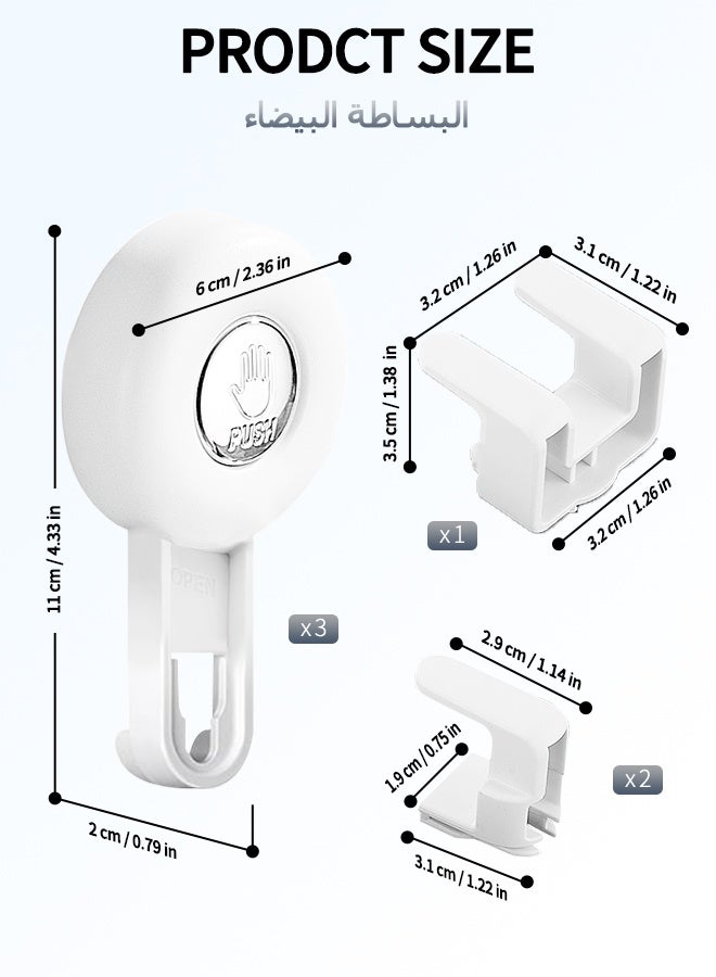 NayZaan Suction Cup Shower Hooks，（3-Pack）White Heavy-Duty Hook Waterproof Wall Hook Ideal For Bathrooms, Kitchens, Bedrooms, And Toilets Holds Bathrobes, Towels, Bath Mats, And Bath Sponges Removable And Reusable Vacuum-Sealed Strong Adhesion Hook - Image 5