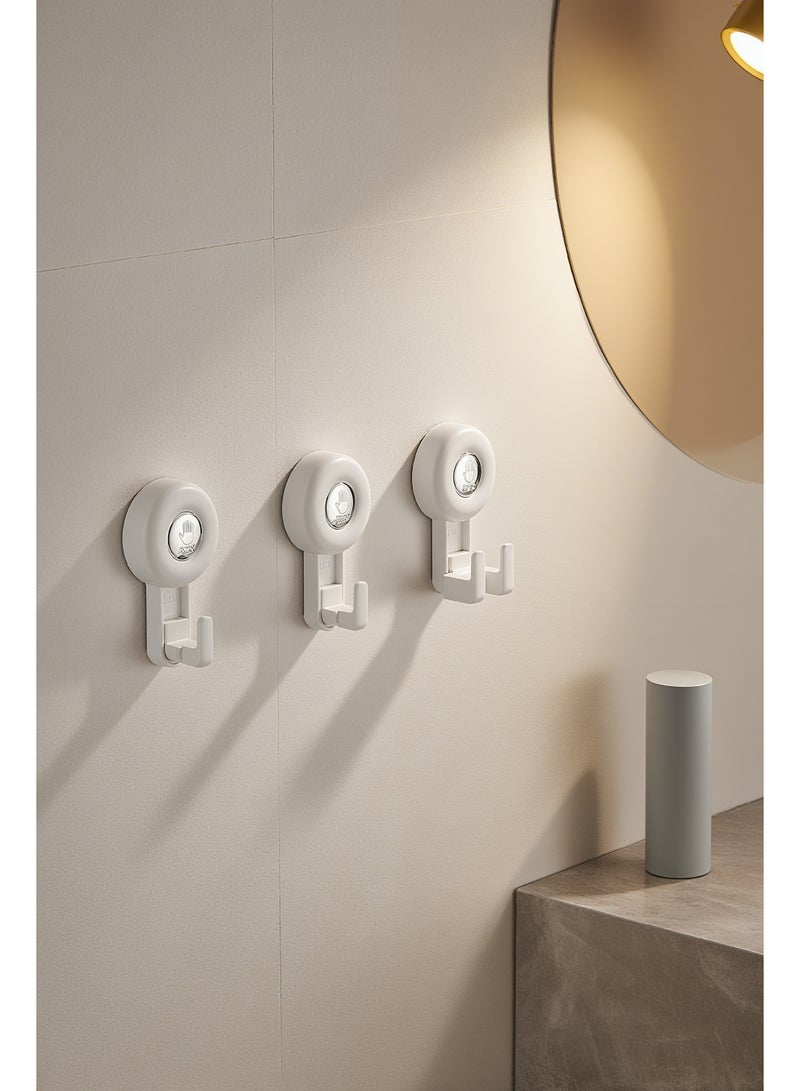 NayZaan Suction Cup Shower Hooks，（3-Pack）White Heavy-Duty Hook Waterproof Wall Hook Ideal For Bathrooms, Kitchens, Bedrooms, And Toilets Holds Bathrobes, Towels, Bath Mats, And Bath Sponges Removable And Reusable Vacuum-Sealed Strong Adhesion Hook - Image 2