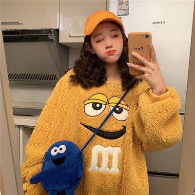 2024 Fashion Lamb Wool Thick Hoodies Women Autumn Winter Loose Korean Style Coat Red  - Image 2