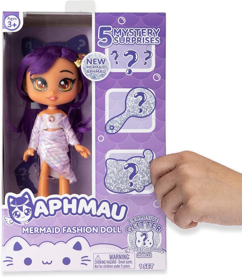 Aphmau Fashion Doll & Accessories Mermaid, 5 Mystery Surprise Toys, Exclusive Glitter MeeMeows Mini Figure, Official Merch - Image 2