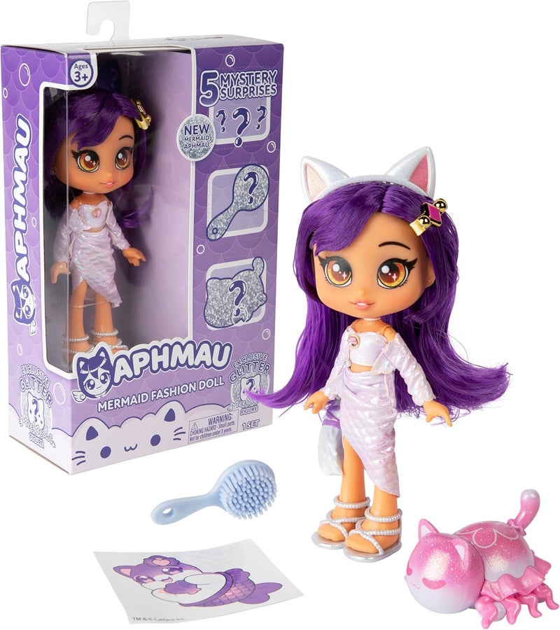 Aphmau Fashion Doll & Accessories Mermaid, 5 Mystery Surprise Toys, Exclusive Glitter MeeMeows Mini Figure, Official Merch - Image 1