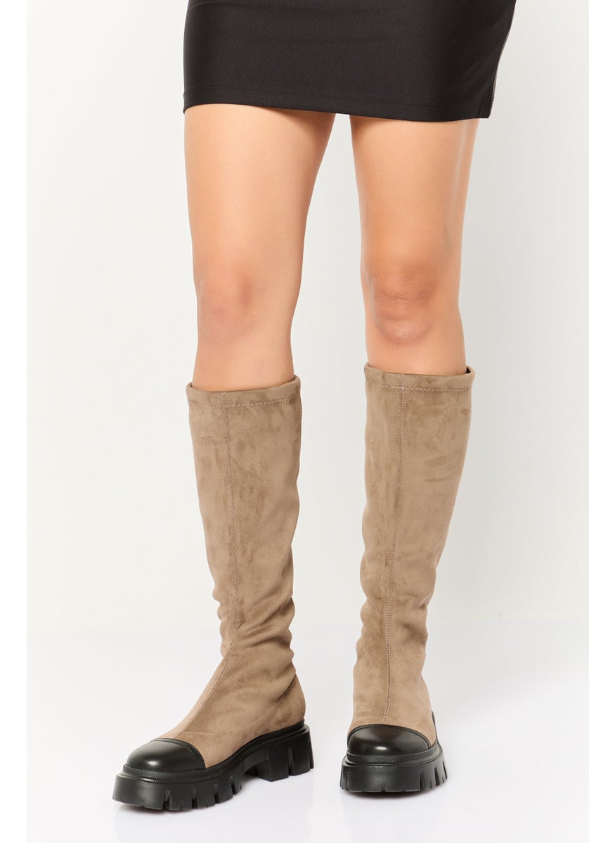 STEVE MADDEN Women Slip On High Calf-Length Boots, Khaki  - Image 1