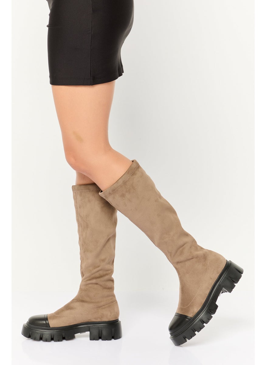STEVE MADDEN Women Slip On High Calf-Length Boots, Khaki  - Image 2