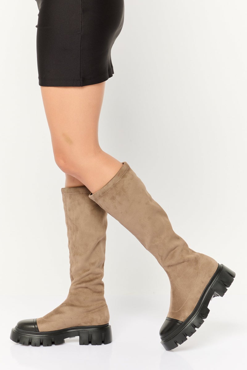 STEVE MADDEN Women Slip On High Calf-Length Boots, Khaki - Image 2