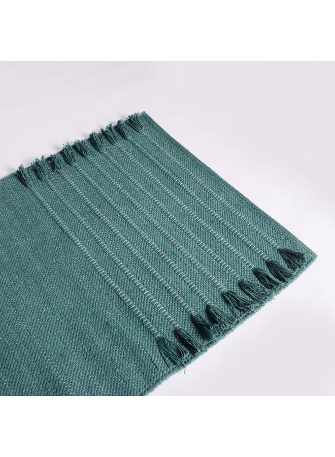 Jaipur art & Rugs Organic Cotton Yoga Mat - Eco-Friendly Hand-Woven Rug - Non Slip & Thick (24”x72”x5mm) for Everyday Fitness at Home - Comfortable Extra-Long (Dark Green) - Image 1