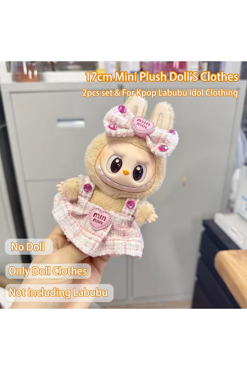 erorex 2pcs set pink A 17cm Mini Plush Doll'S Clothes Outfit Accessories For Korea Kpop Exo Labubu Idol sui - Image 1