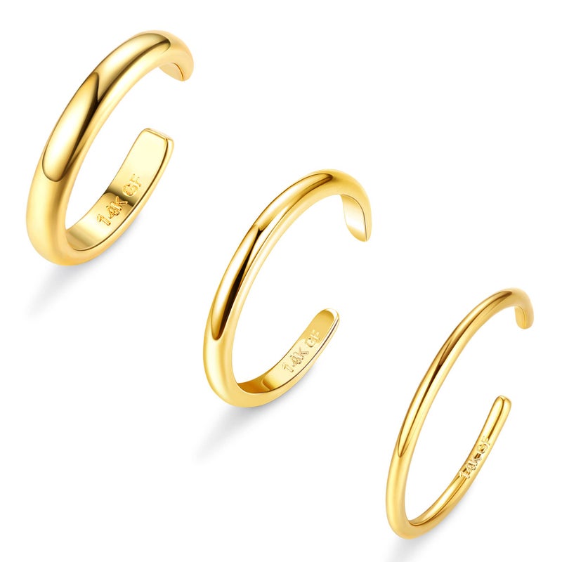ADRAMATA Toe Rings for Women Gold Trendy 14K Gold Plated Toe Ring Set Thin Band Beach Foot Jewelry for Summer Open Adjustable Toe Ring 1mm 2mm 3mm - Image 1