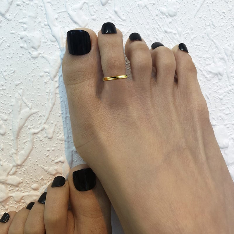ADRAMATA Toe Rings for Women Gold Trendy 14K Gold Plated Toe Ring Set Thin Band Beach Foot Jewelry for Summer Open Adjustable Toe Ring 1mm 2mm 3mm - Image 2