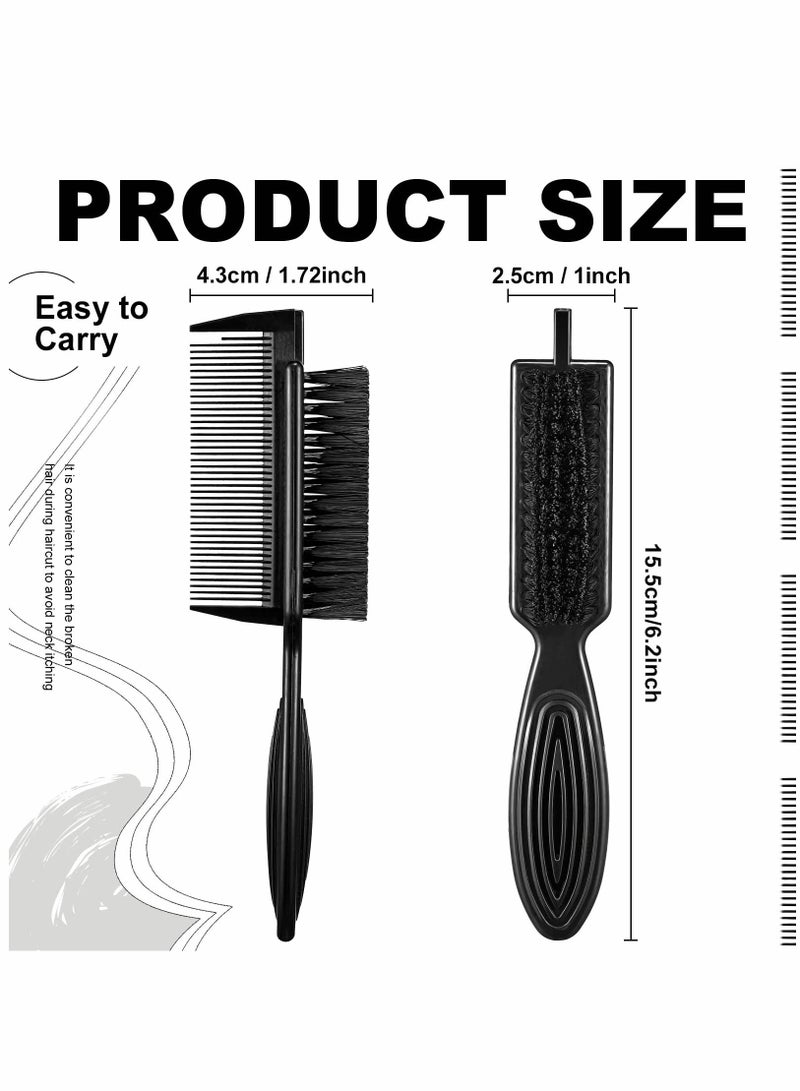 SYOSI 4 Pieces Barber Fade Brush 2-In-1 Fading Brush Nylon Clipper Brush Barber Brush with Comb Barber Blade Brush Neck Beard Brush Hair Clipper Brush Styling Brush Tool for Men (Black) - Image 5
