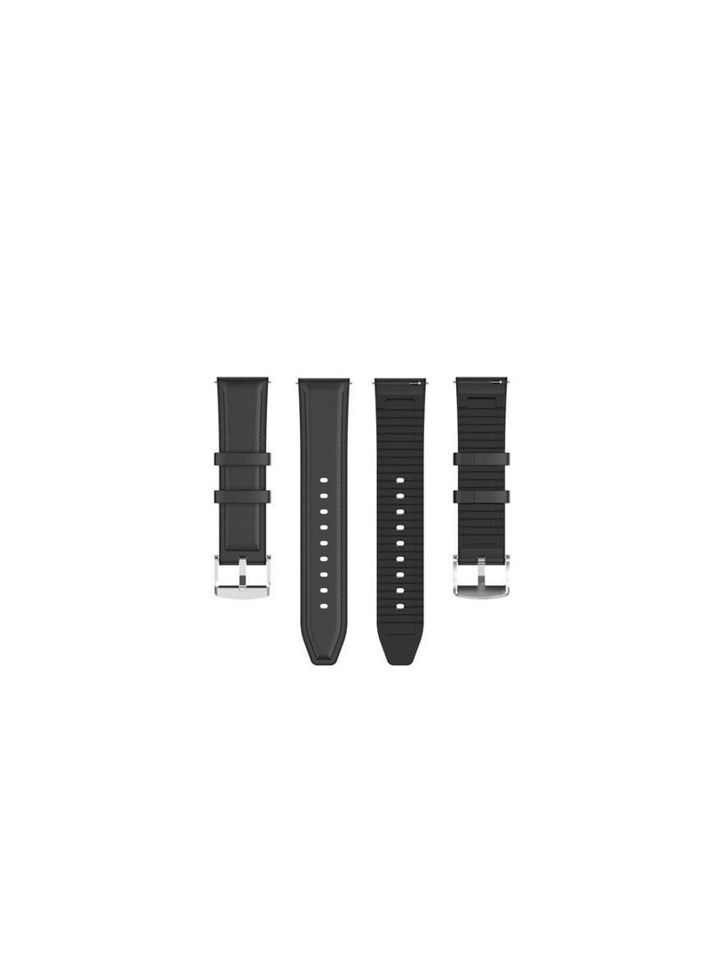 22mm Silicone Leather Replacement Strap Watchband For Samsung Galaxy Watch 46mm - Black - Image 4