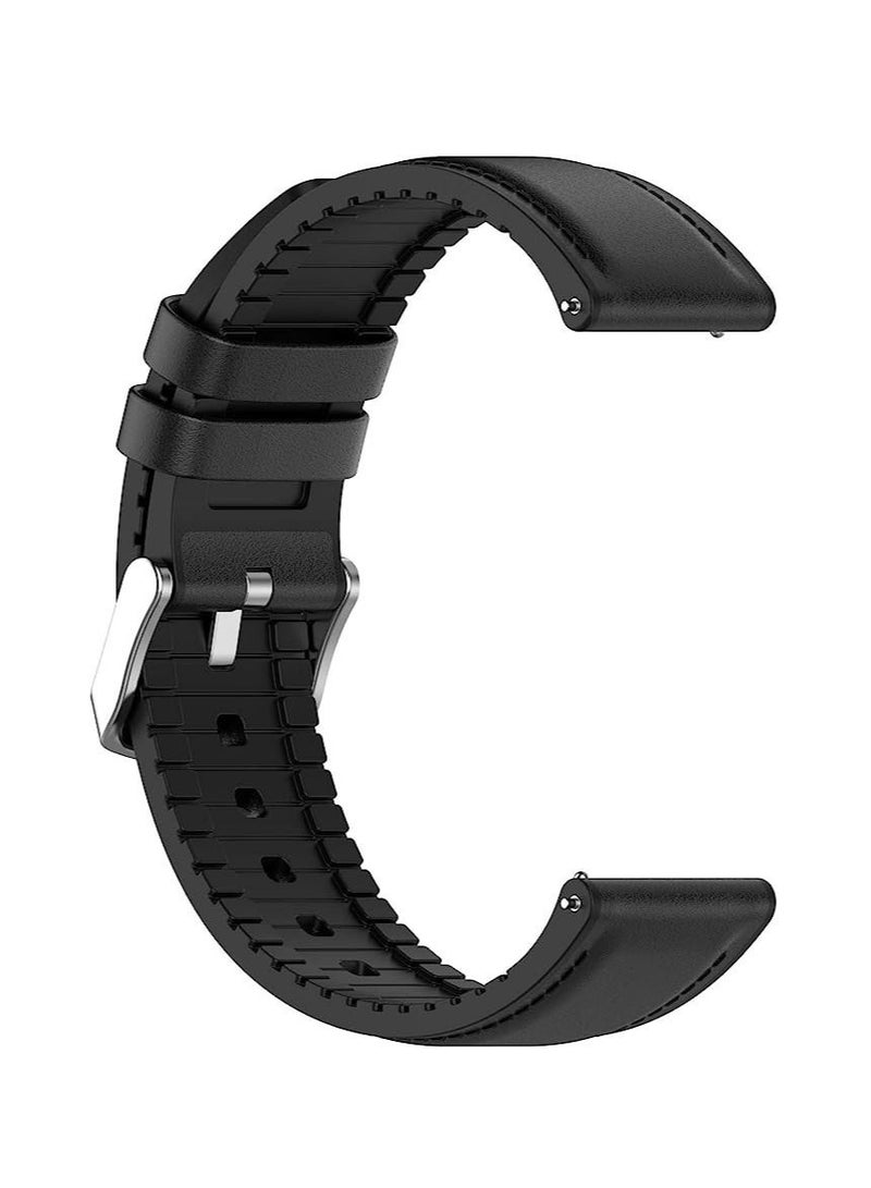 22mm Silicone Leather Replacement Strap Watchband For Samsung Galaxy Watch 46mm - Black - Image 2
