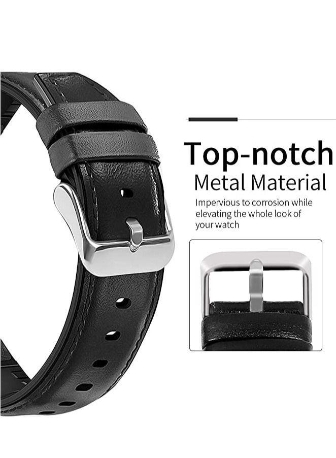 22mm Silicone Leather Replacement Strap Watchband For Samsung Galaxy Watch 46mm - Black - Image 3