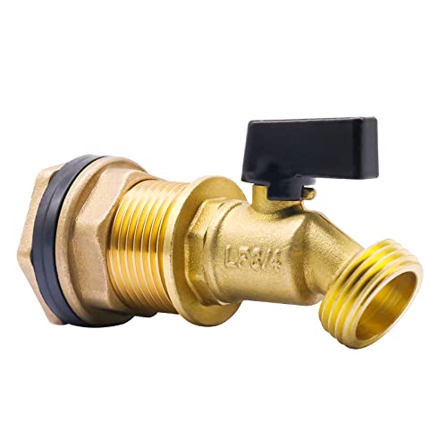Horiznext GHT 3/4 spigot for rain barrel parts kit, brass water barrel spigot for 5/25/50/55 gallon bucket, bulkhead valve for rainwater drum garden hose connector and drain valve diy kits - Image 1