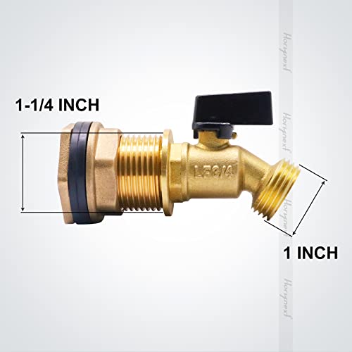 Horiznext GHT 3/4 spigot for rain barrel parts kit, brass water barrel spigot for 5/25/50/55 gallon bucket, bulkhead valve for rainwater drum garden hose connector and drain valve diy kits - Image 2