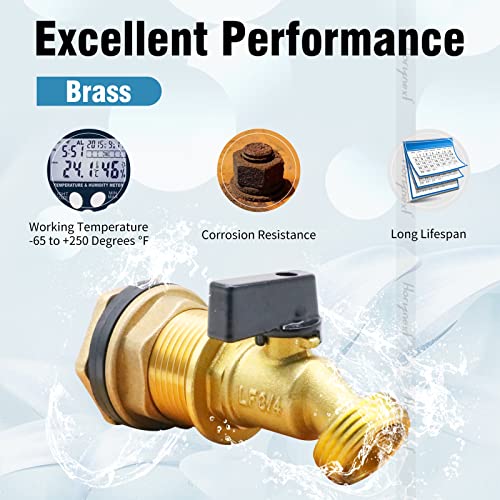 Horiznext GHT 3/4 spigot for rain barrel parts kit, brass water barrel spigot for 5/25/50/55 gallon bucket, bulkhead valve for rainwater drum garden hose connector and drain valve diy kits - Image 5