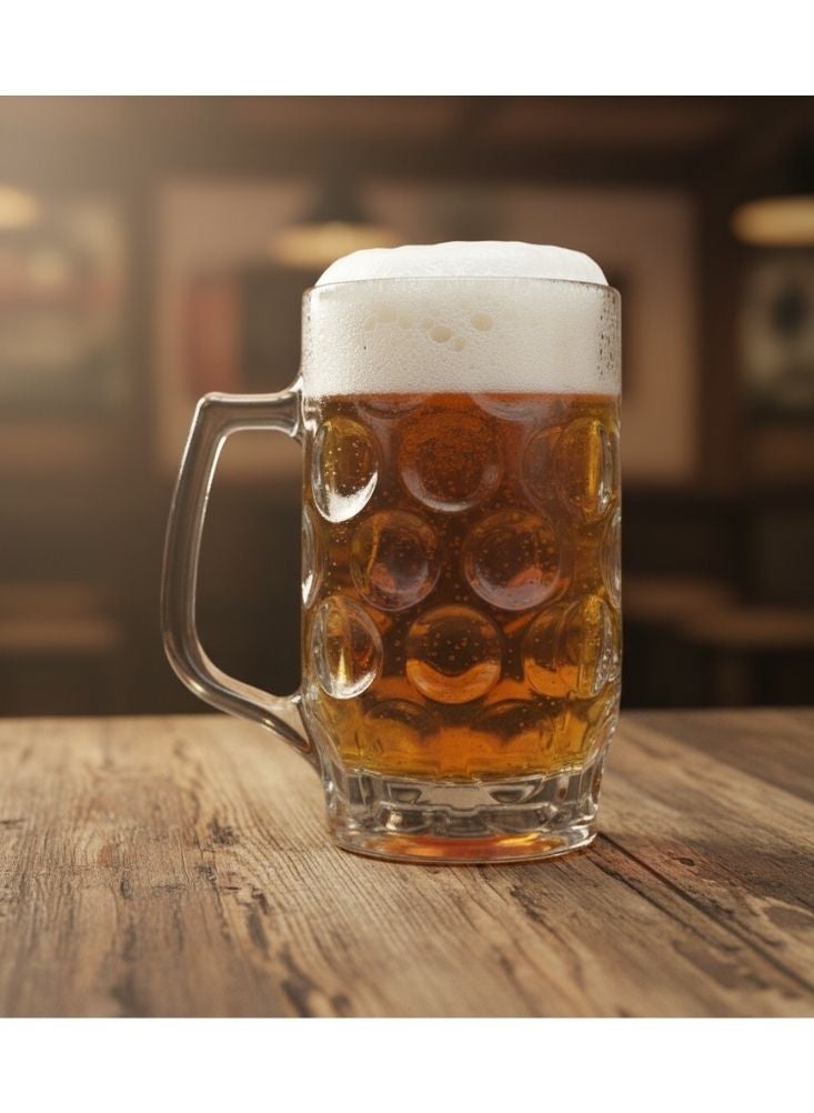 بريميم كوب بيرة بافاري أصلي – زجاج ألماني ملوّن بمقبض وغطاء إسفنجي - Image 3