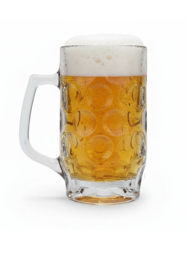 بريميم كوب بيرة بافاري أصلي – زجاج ألماني ملوّن بمقبض وغطاء إسفنجي - Image 1