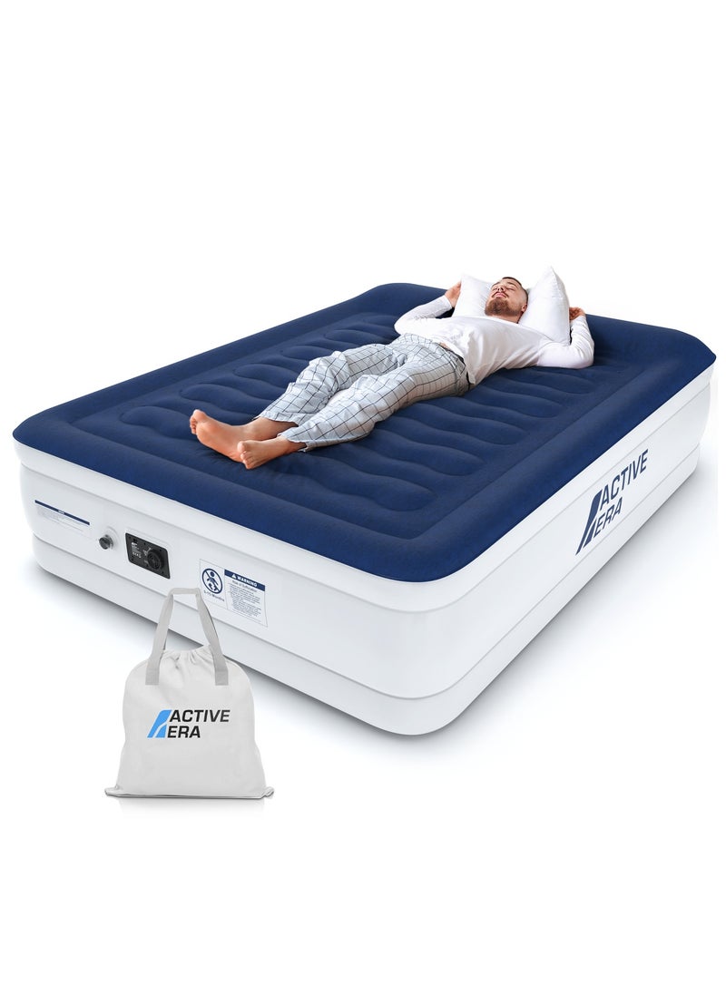 ACTIVE ERA - Luxury King Size Inflatable Mattress - Elevated Air Mattress with Built-in Pump, Raised Pillow and Structured I-Beam Technology, Height 56cm - Image 1