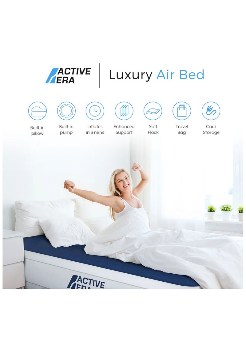 ACTIVE ERA - Luxury King Size Inflatable Mattress - Elevated Air Mattress with Built-in Pump, Raised Pillow and Structured I-Beam Technology, Height 56cm - Image 1