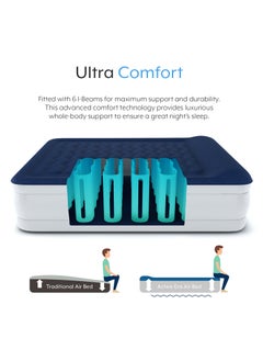 ACTIVE ERA Luxury King Size Inflatable Mattress - Elevated Air Mattress with Built-in Pump, Raised Pillow and Structured I-Beam Technology, Height 56cm  - Image 3