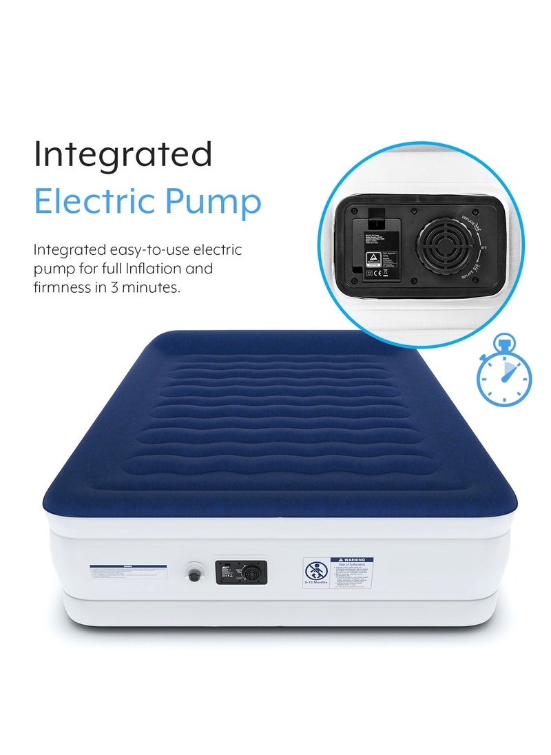 ACTIVE ERA - Luxury King Size Inflatable Mattress - Elevated Air Mattress with Built-in Pump, Raised Pillow and Structured I-Beam Technology, Height 56cm - Image 1