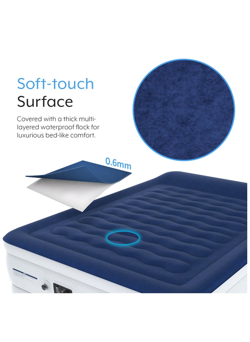 ACTIVE ERA - Luxury King Size Inflatable Mattress - Elevated Air Mattress with Built-in Pump, Raised Pillow and Structured I-Beam Technology, Height 56cm - Image 1