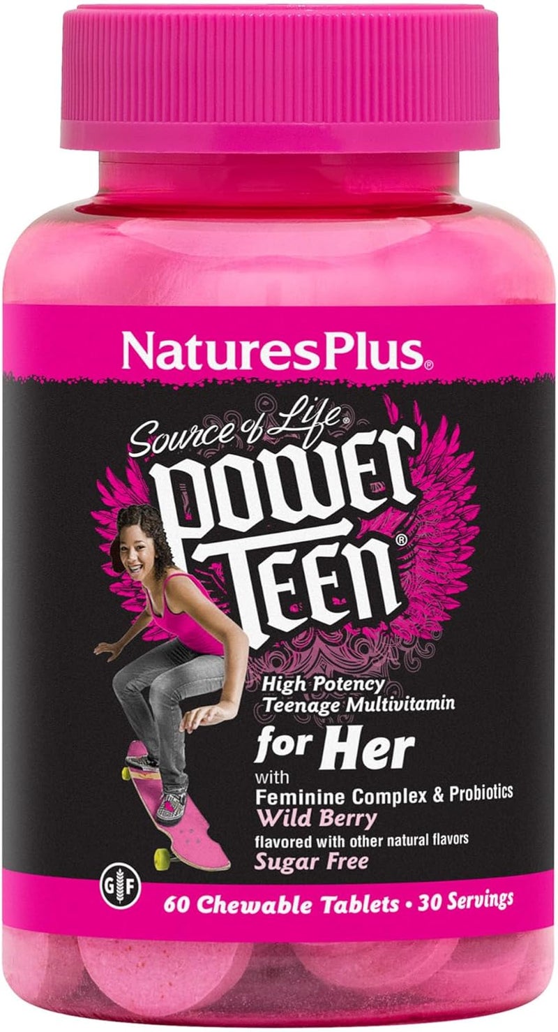 NaturesPlus فيتامينات متعددة قابلة للمضغ للشابات - 60 قرص - Image 1