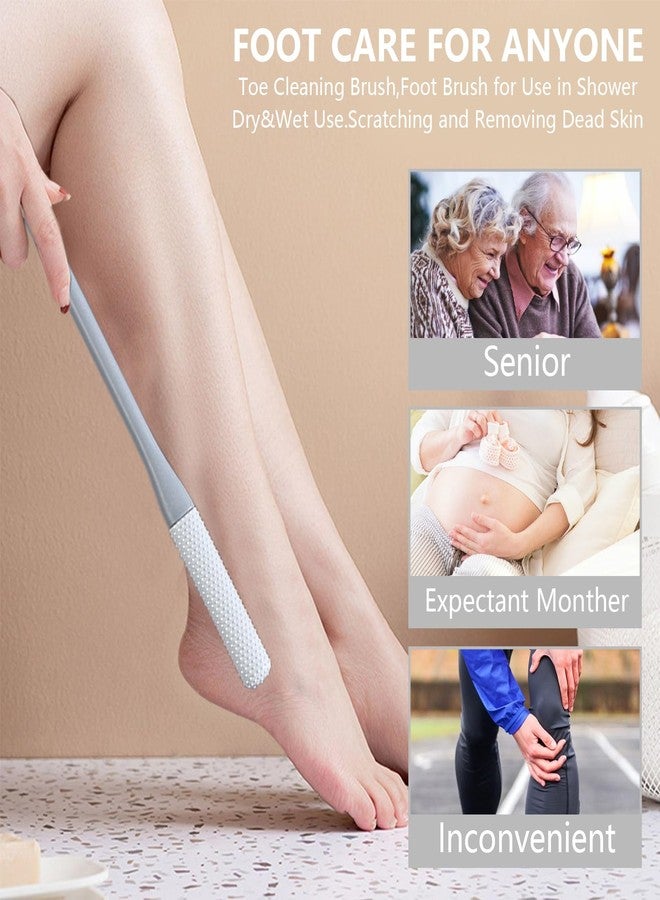 QIYUDA Toe Gap Cleaning Brush Long Handle, Silicone Exfoliating Toes Scrubber Cleaners Between for Shower - Image 4