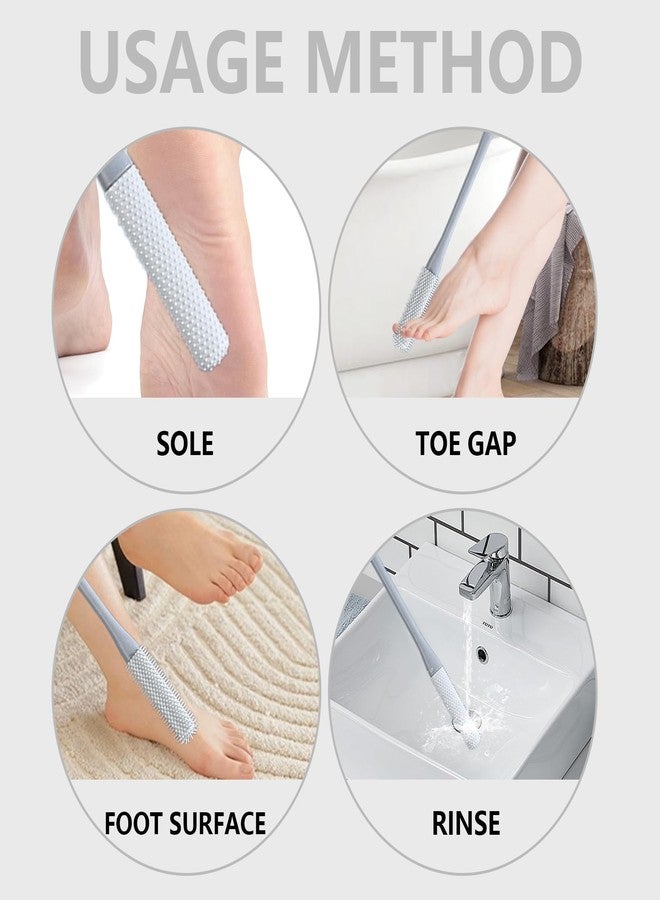 QIYUDA Toe Gap Cleaning Brush Long Handle, Silicone Exfoliating Toes Scrubber Cleaners Between for Shower - Image 3