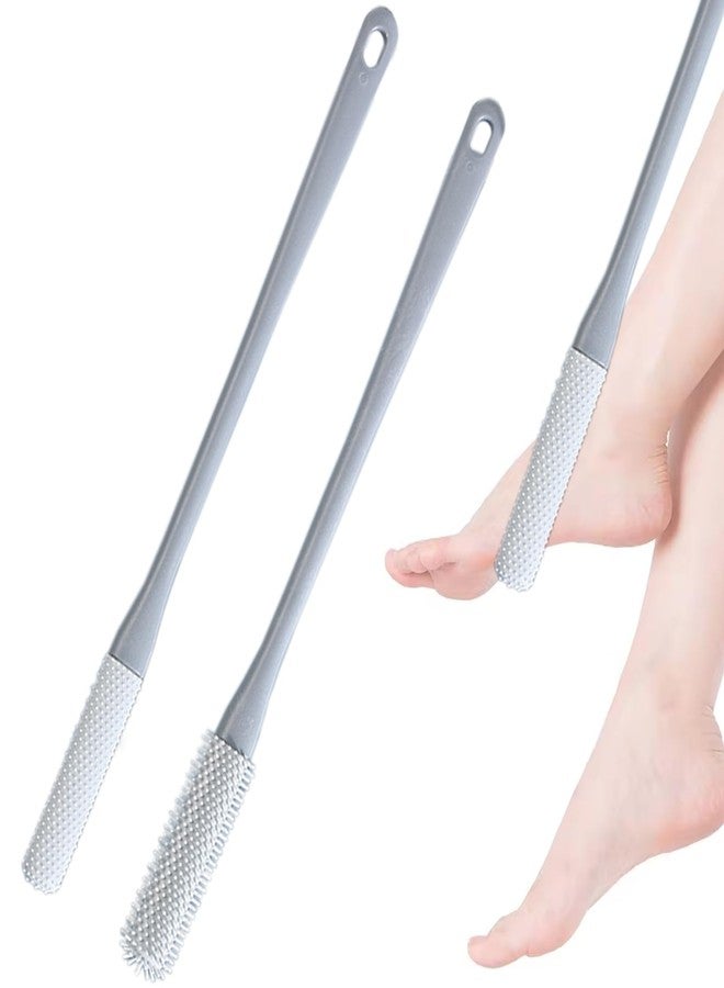 QIYUDA Toe Gap Cleaning Brush Long Handle, Silicone Exfoliating Toes Scrubber Cleaners Between for Shower - Image 1