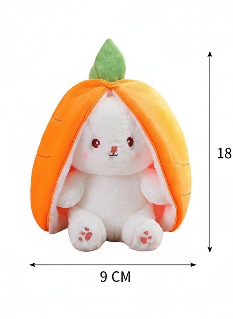 18cm Transformable Carrot Long-Eared Rabbit Plush Toy - Cute Kids’ Doll, High-Quality Stuffed Animal, Ideal Birthday & Children’s Day Gift - Image 2