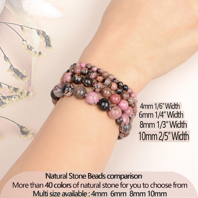 LPBeads أساور مرنة يدوية من حبات الأحجار الكريمة الطبيعية من ، خرز دائري من البلورات العلاجية، هدايا مجوهرات للنساء والرجال - Image 5
