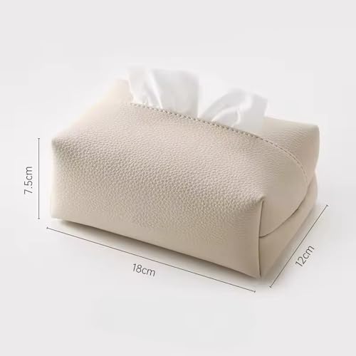 AUGEN PU Leather Tissue Box Holder | Modern Rectangular Tissue Organizer for Living Room, Car, Office Desk, Bathroom & Home Decor | Luxury Decorative Paper Napkin Holder (20x45x12cm) (White) - Image 2