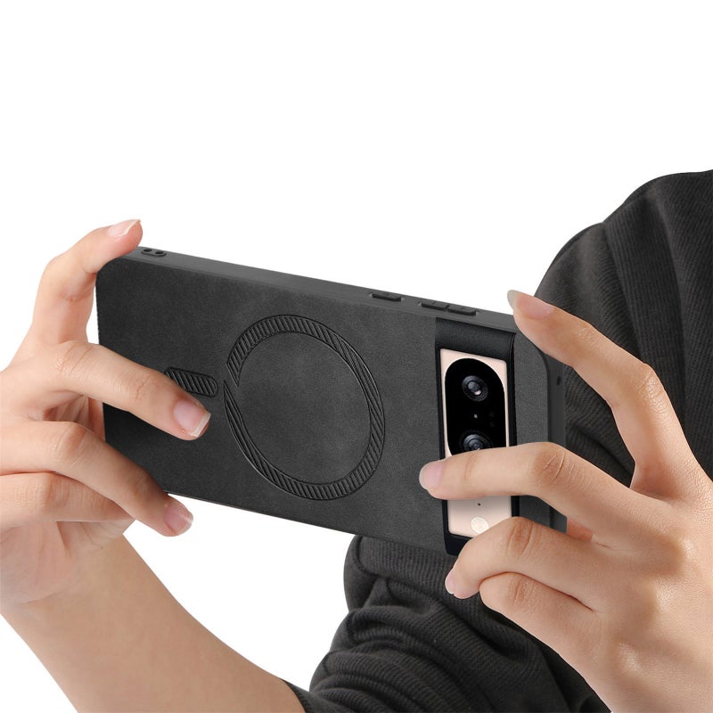 HuHa Case Cover For Google Pixel 9 / 9 Pro Retro Magsafe Magnetic PU Back Cover Phone Case(Black) - Image 4
