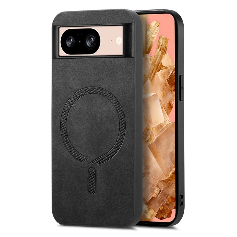 HuHa Case Cover For Google Pixel 9 / 9 Pro Retro Magsafe Magnetic PU Back Cover Phone Case(Black) - Image 1
