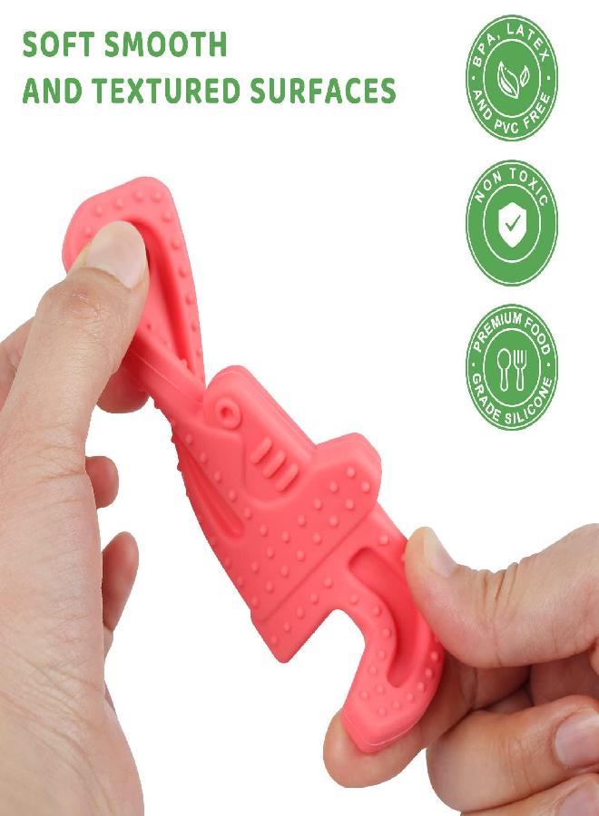 Fu Store 4 Pack Soft Silicone Teething Toys for Toddlers Infant Tools Shape Baby Teethers Relief Soothe Babies Gums Set (8 Pack Hammer Set) - Image 2