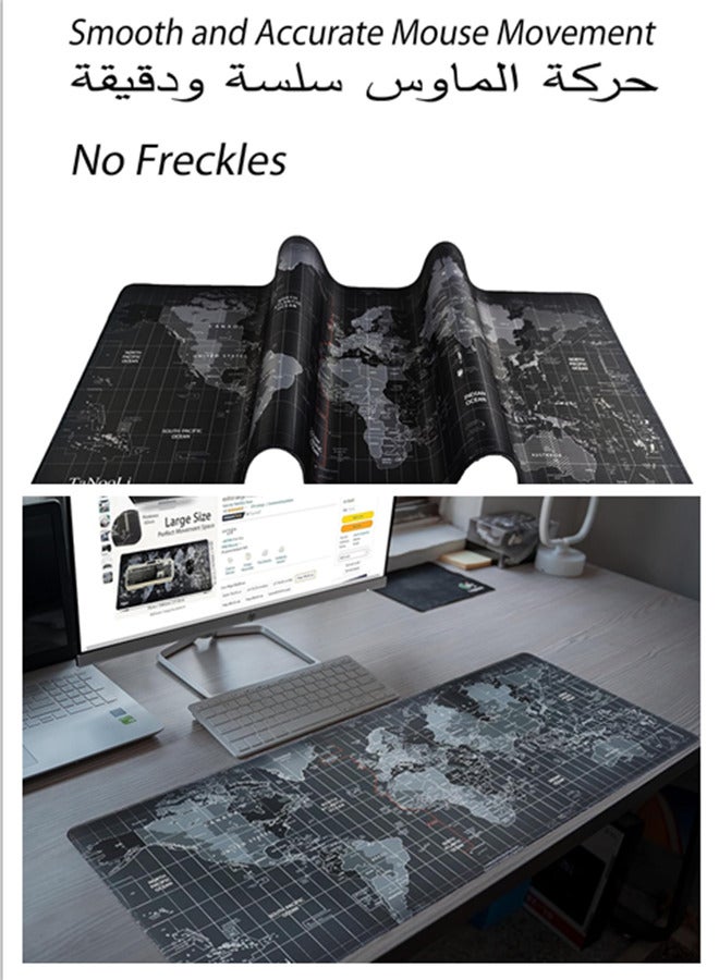 Large Mouse Pad, Extended Gaming Mouse Pad, Non-Slip Rubber Base Mouse pad Office Desk Mat Desk Pad Keyboard Mouse Pads,World Map Keyboard Mousepad (800 * 300 * 3mm） - Image 5