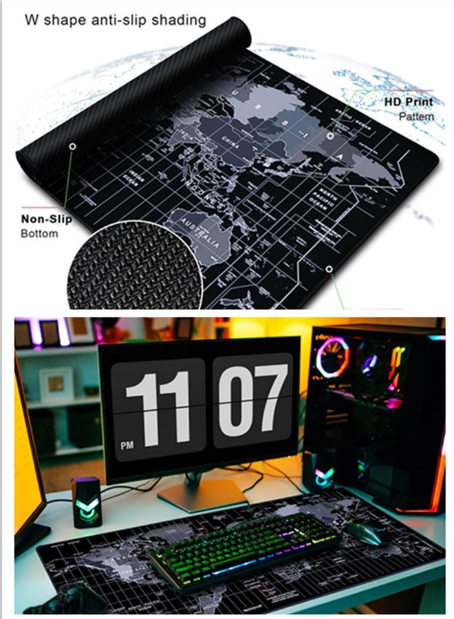 Large Mouse Pad, Extended Gaming Mouse Pad, Non-Slip Rubber Base Mouse pad Office Desk Mat Desk Pad Keyboard Mouse Pads,World Map Keyboard Mousepad (800 * 300 * 3mm） - Image 4