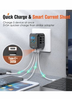 Excefore Universal International Travel Power Adapter with High Speed 2.4A USB, European Adapter  - Image 3