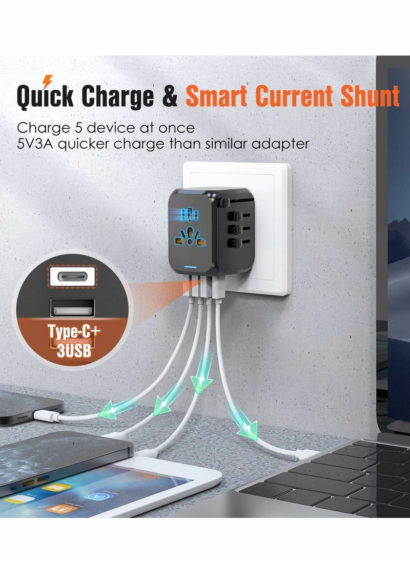 Excefore - Universal International Travel Power Adapter with High Speed 2.4A USB, European Adapter - Image 1