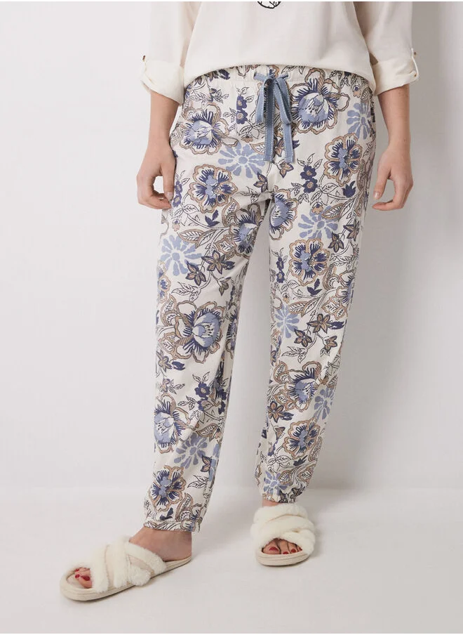 women'secret Long carrot trouser 100% cotton flowers