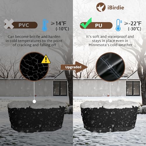 iBirdie Outdoor Waterproof 100 Gallon Stock Tank Cover for Ice Bath Cold Plunge Pool - 600D Heavy Duty Weatherproof Oval Tub Covers Compatible for Rubbermaid Water Trough - Image 4