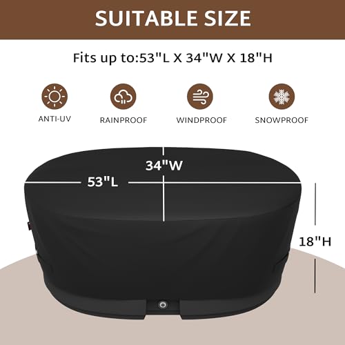 iBirdie Outdoor Waterproof 100 Gallon Stock Tank Cover for Ice Bath Cold Plunge Pool - 600D Heavy Duty Weatherproof Oval Tub Covers Compatible for Rubbermaid Water Trough - Image 2