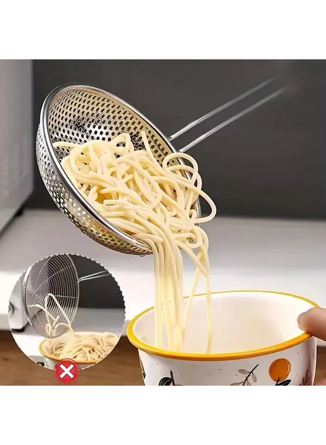 1pc Stainless Steel Fine Mesh Skimmer Spoon Oil Filtering Pasta Strainer Rust Resistant Multipurpose Kitchen Tool For Home Cooking Restaurants Outdoor Camping - Image 2