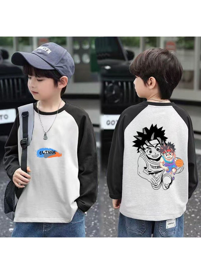 Boys' Raglan Sleeve Long-sleeved T-shirt Spring And Autumn Children's Base Shirt Cartoon Middle And Big Children's Top Trendy