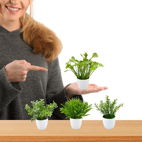 fancymart Artificial Potted Plants, Pack of 4 Artificial Plastic Eucalyptus Plants Small Indoor Potted Houseplants, Small Faux Plants for Home Decor Bathroom Office Farmhouse - Image 4